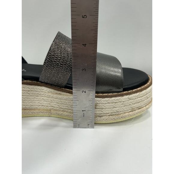 Diba True Day Line 8.5 Espadrille Black Gunmetal Leather Platform Espadrille NIB - Picture 8 of 8